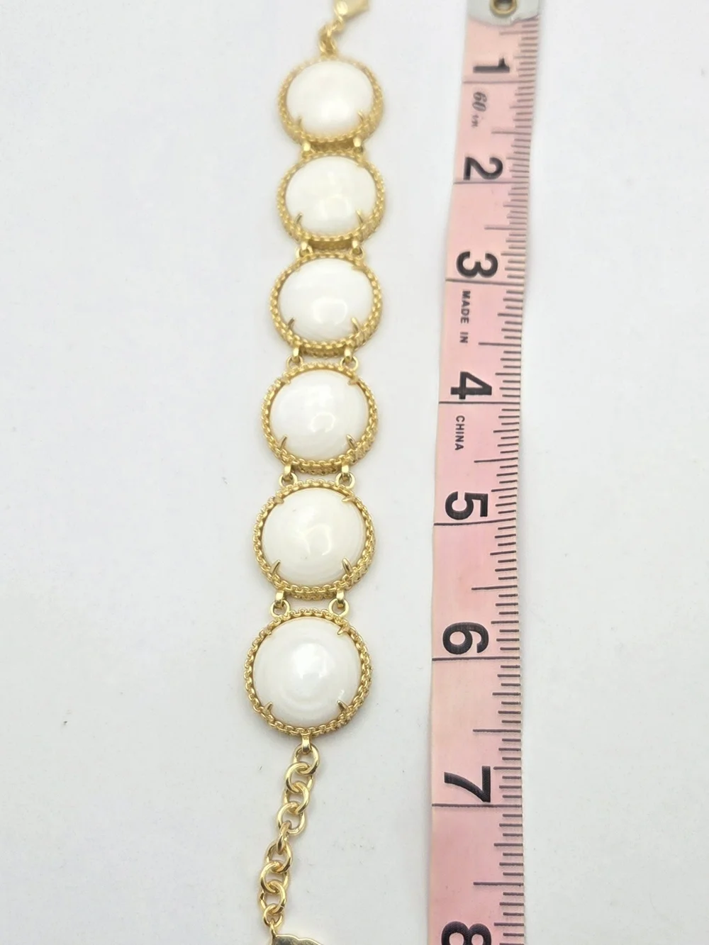 Kendra Scott Gold Tone White Banded Agate Link Bracelet